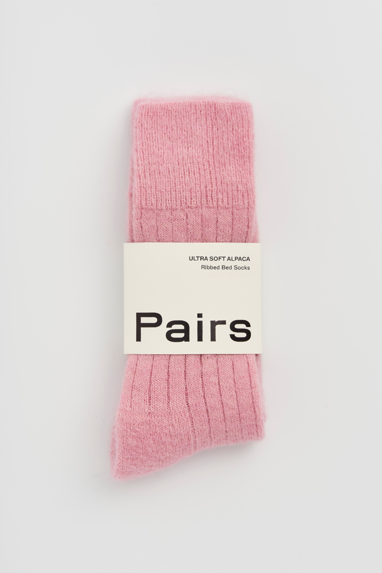 Sherbet Pink Ultra Soft Alpaca Ribbed Bed Socks: Medium (UK 8-10)