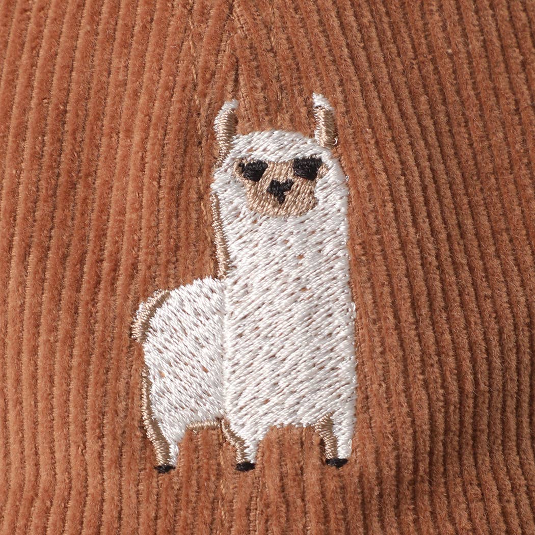 Alpaca Embroidered Corduroy Baseball Cap - Mocha