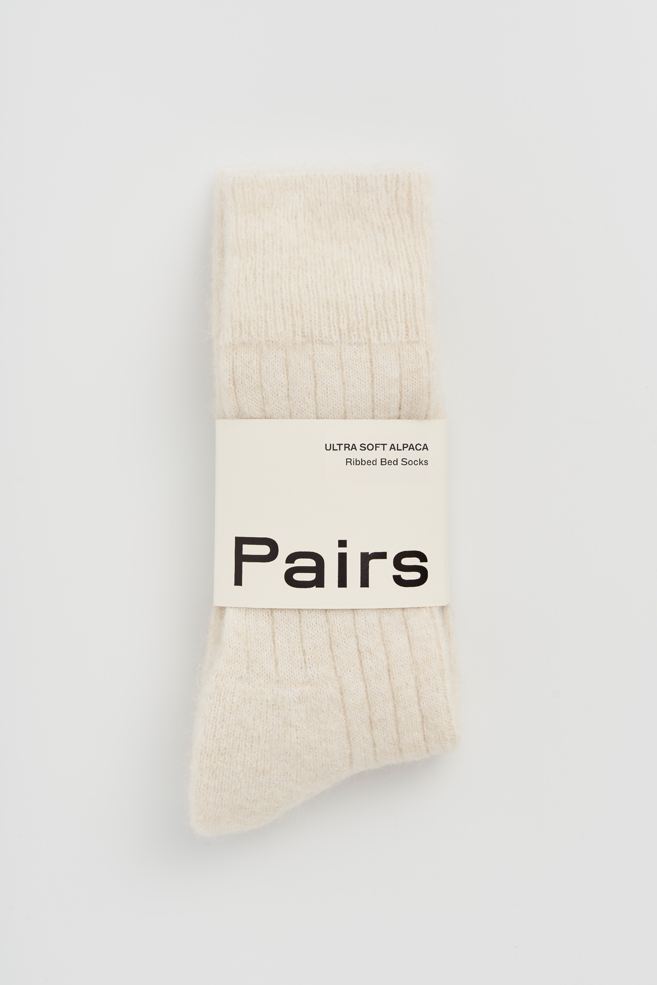 Clotted Cream Ultra Soft Alpaca Ribbed Bed Socks: Small (UK 4-7)