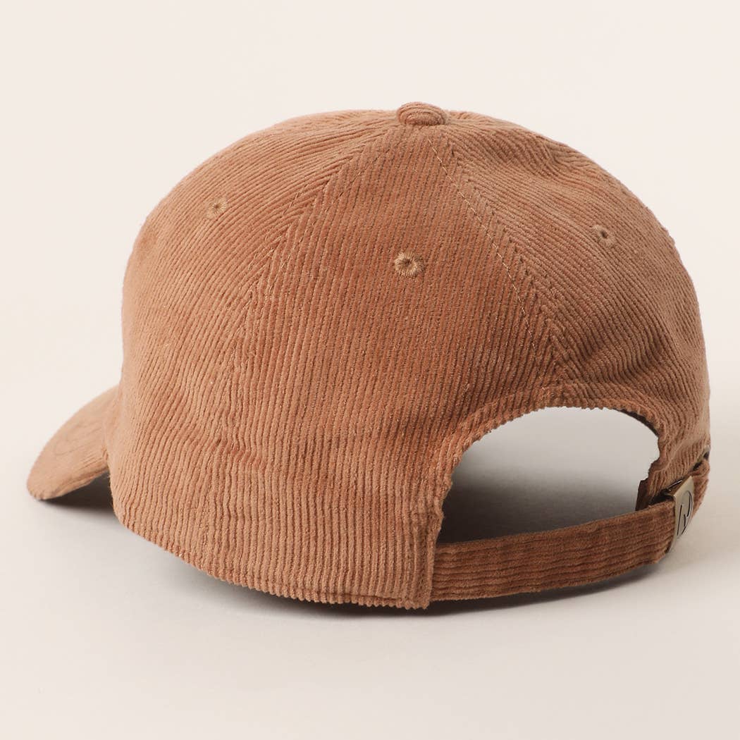 Cute Alpaca Embroidered Corduroy Baseball Cap: DARK GREEN / One Size