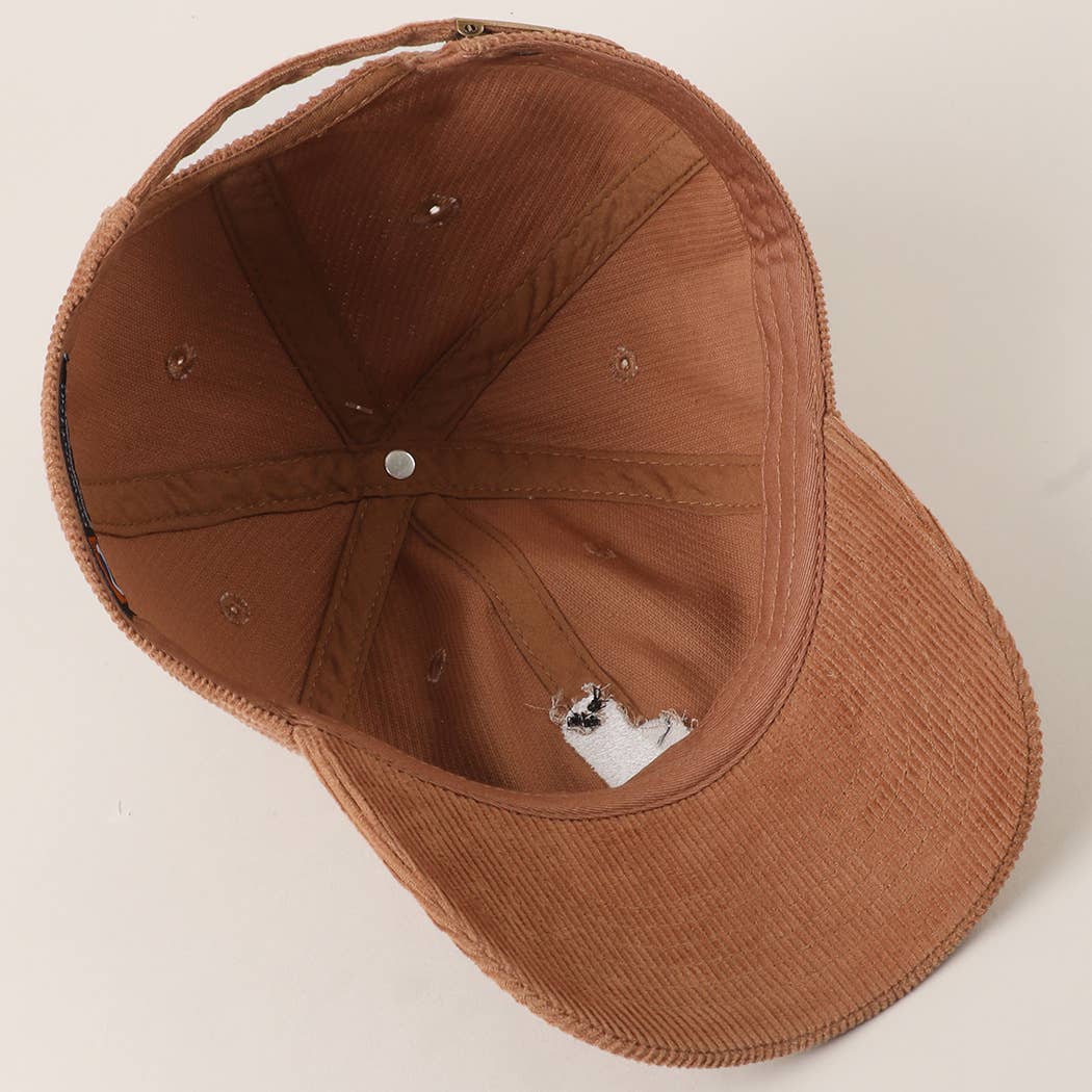 Alpaca Embroidered Corduroy Baseball Cap - Sand