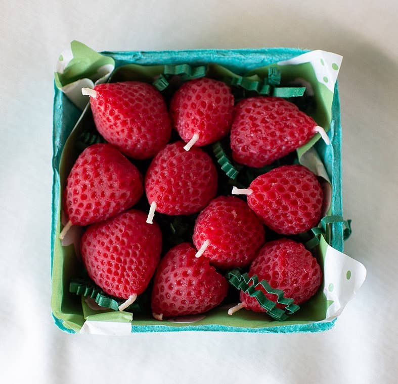 Strawberry Beeswax Birthday Candles