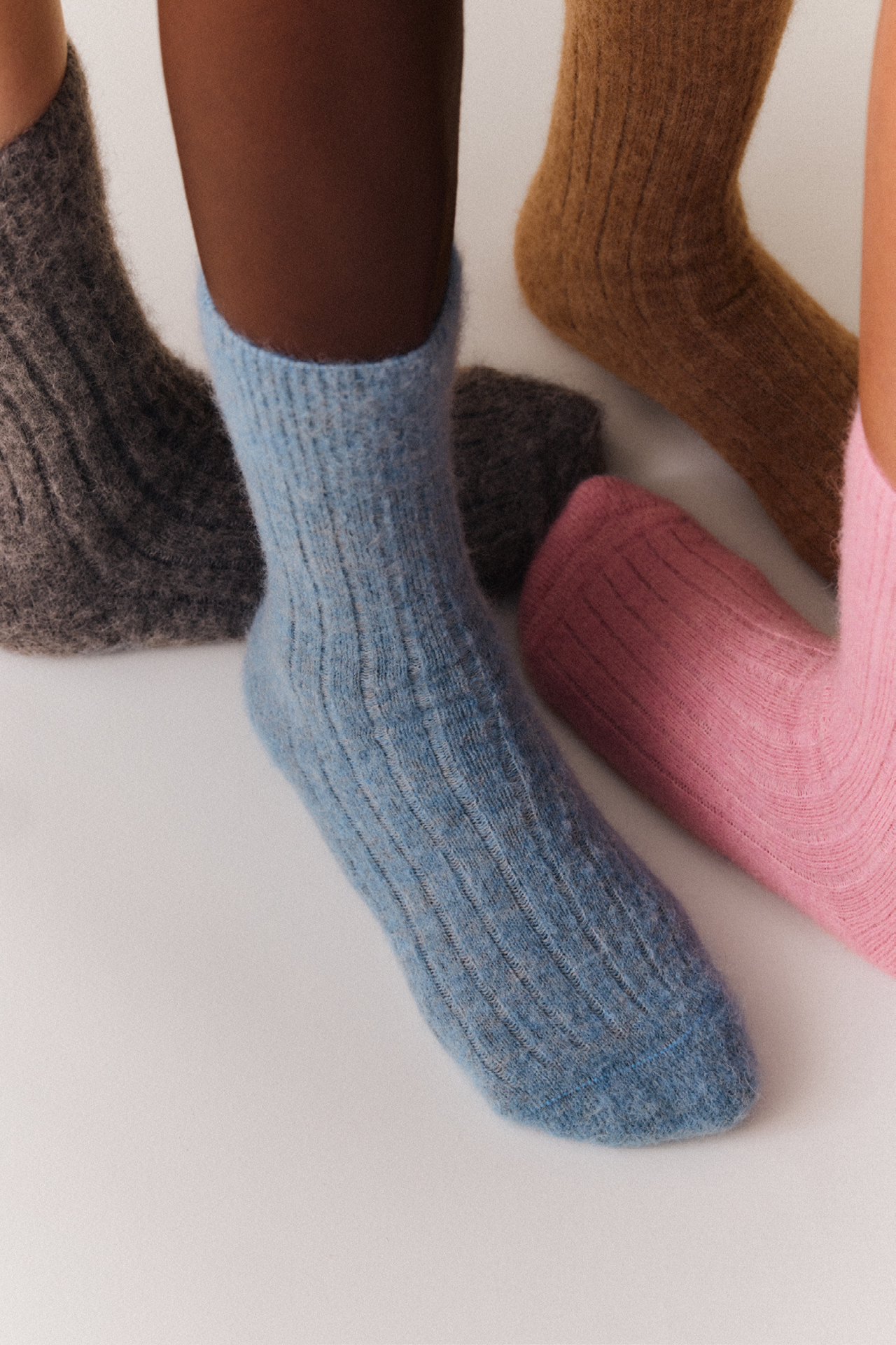 Lido Blue Ultra Soft Alpaca Ribbed Bed Socks: Medium (UK 8-10)