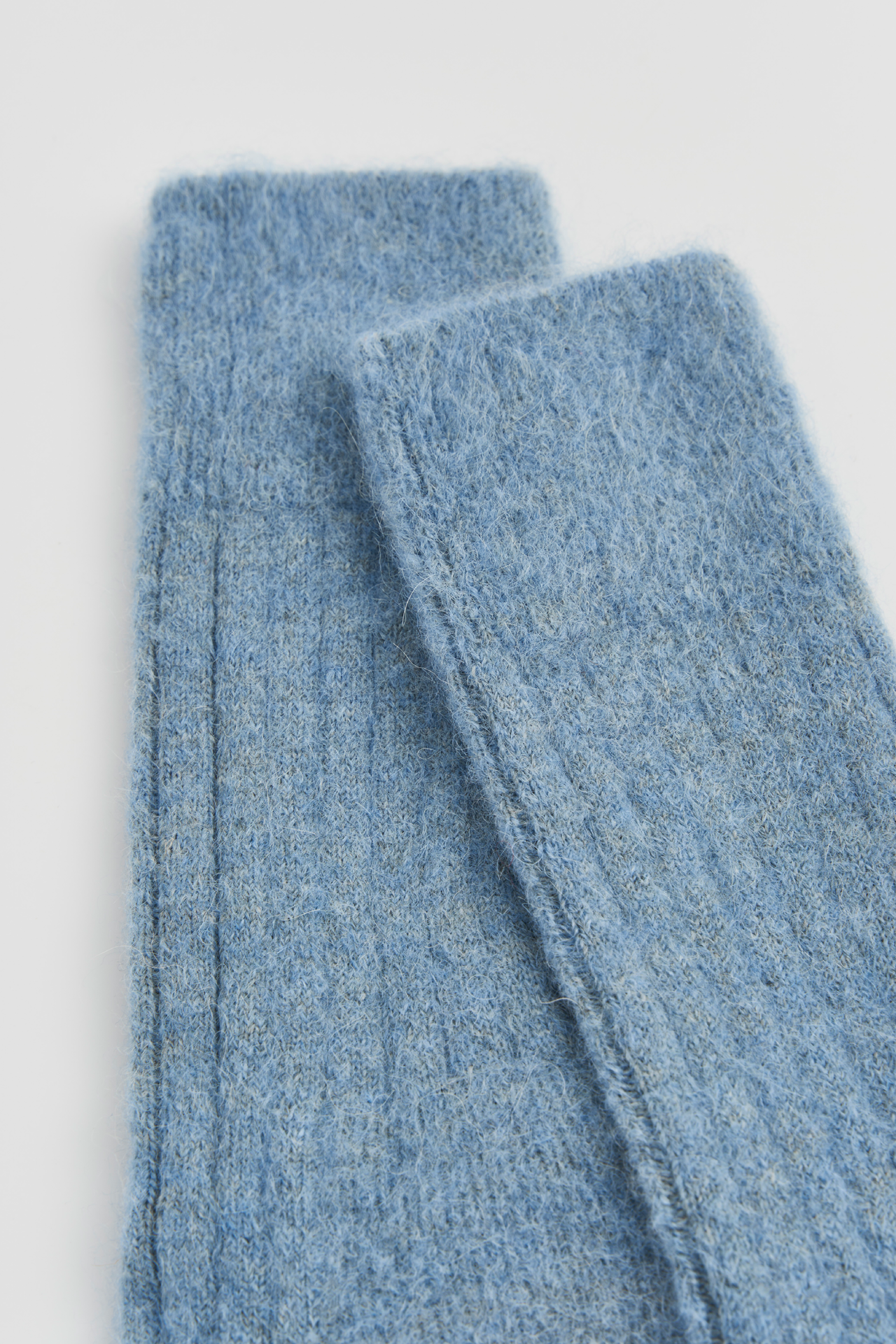 Lido Blue Ultra Soft Alpaca Ribbed Bed Socks: Medium (UK 8-10)