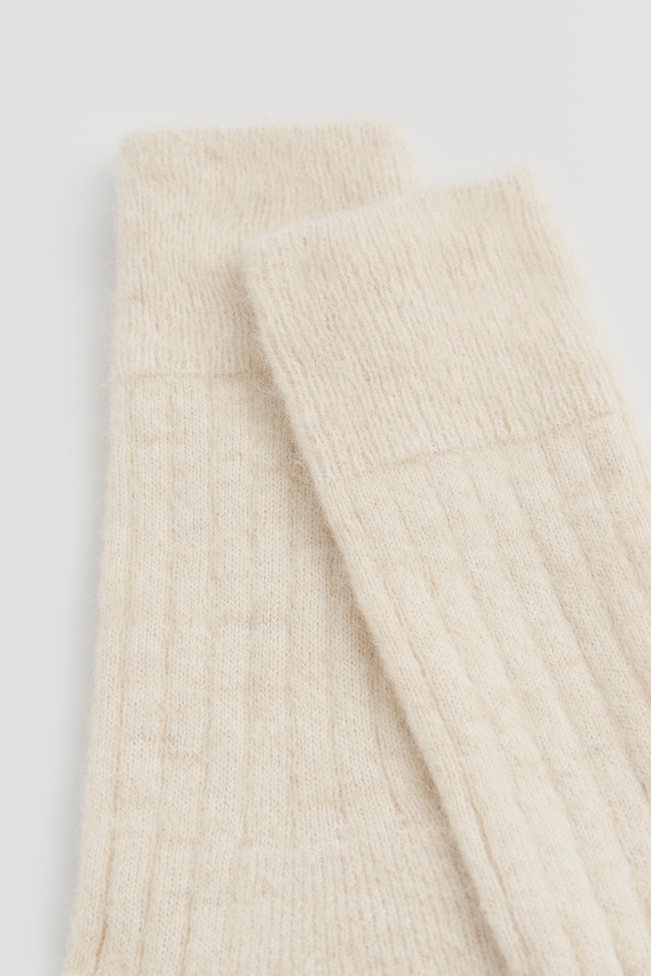 Clotted Cream Ultra Soft Alpaca Ribbed Bed Socks: Small (UK 4-7)