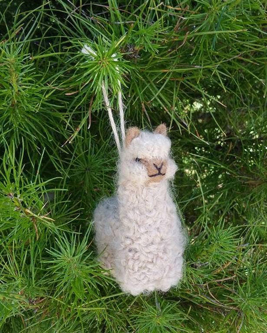 Alpacadorable Hand Made Baby Alpaca Ornaments: White / 3 inch