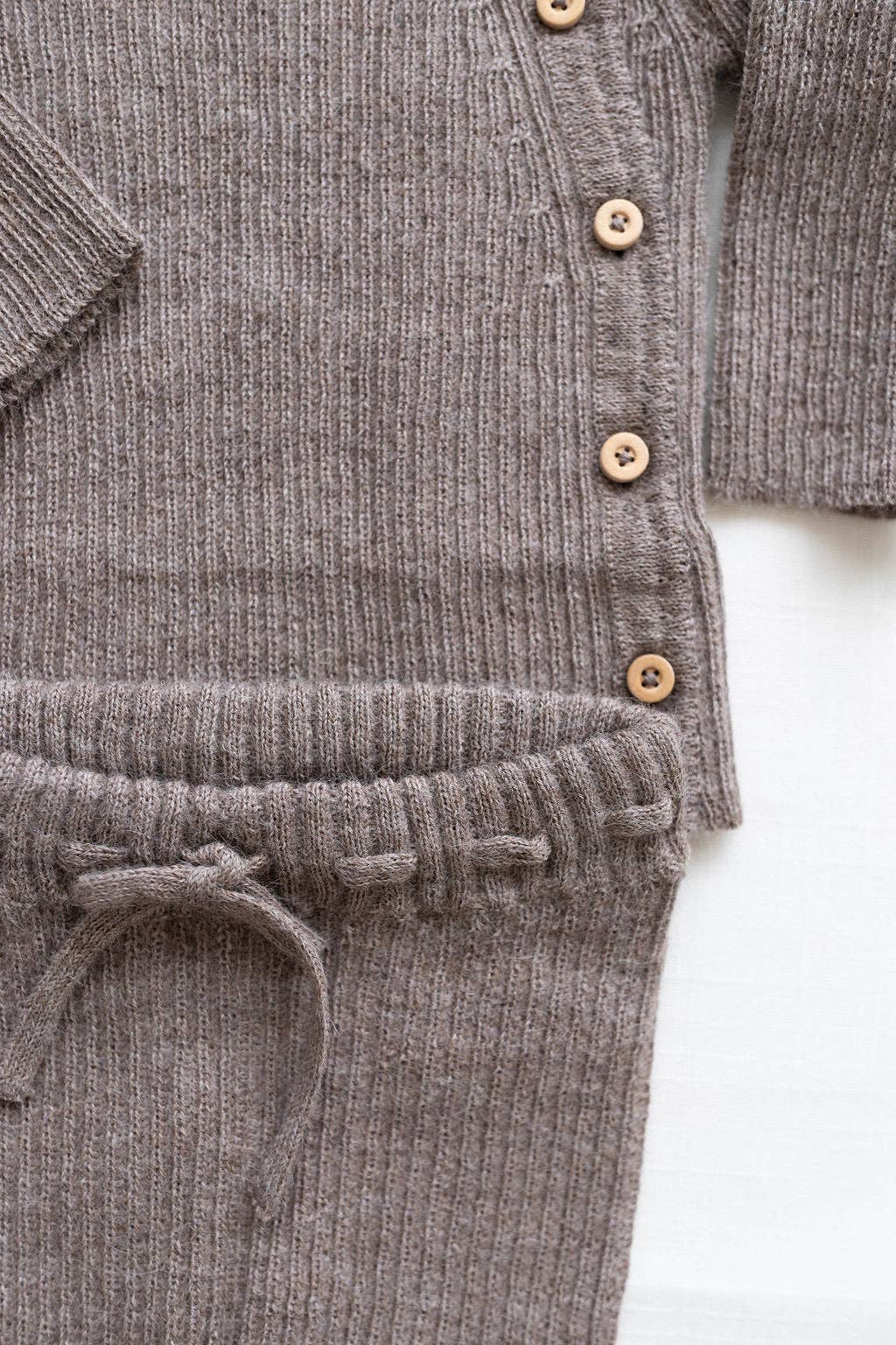 Baby alpaca wrap sweater - oat: 6/12