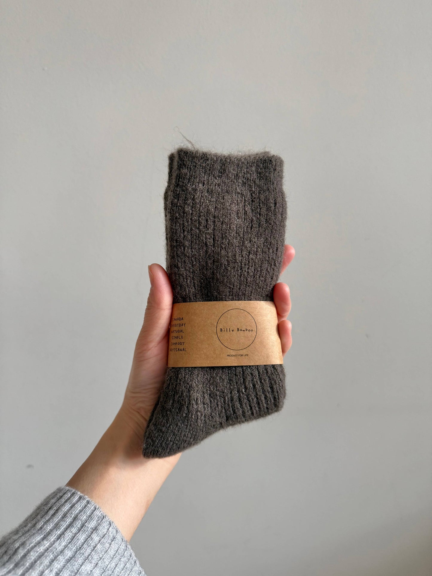 ALPACA CABIN SOCKS: Mid gray / S/M: Women’s  5 - 9 , Men’s 4 - 8.5