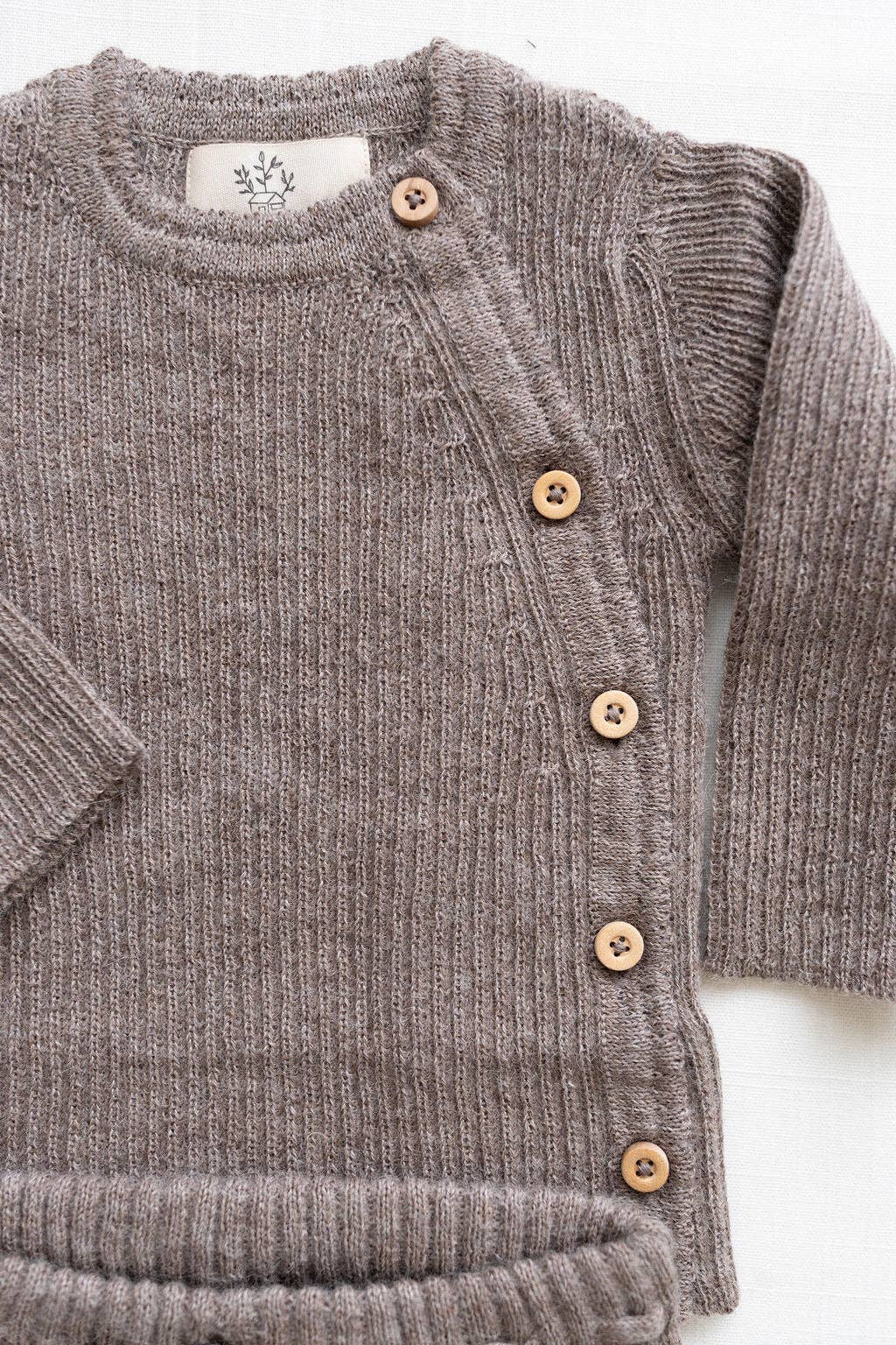 Baby alpaca wrap sweater - oat: 6/12