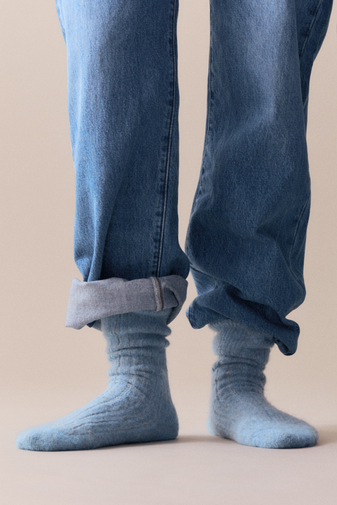 Lido Blue Ultra Soft Alpaca Ribbed Bed Socks: Medium (UK 8-10)