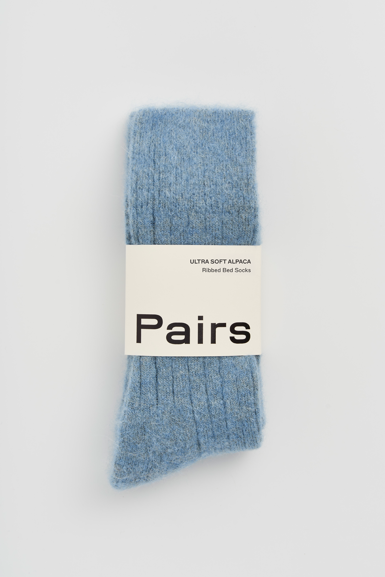 Lido Blue Ultra Soft Alpaca Ribbed Bed Socks: Medium (UK 8-10)
