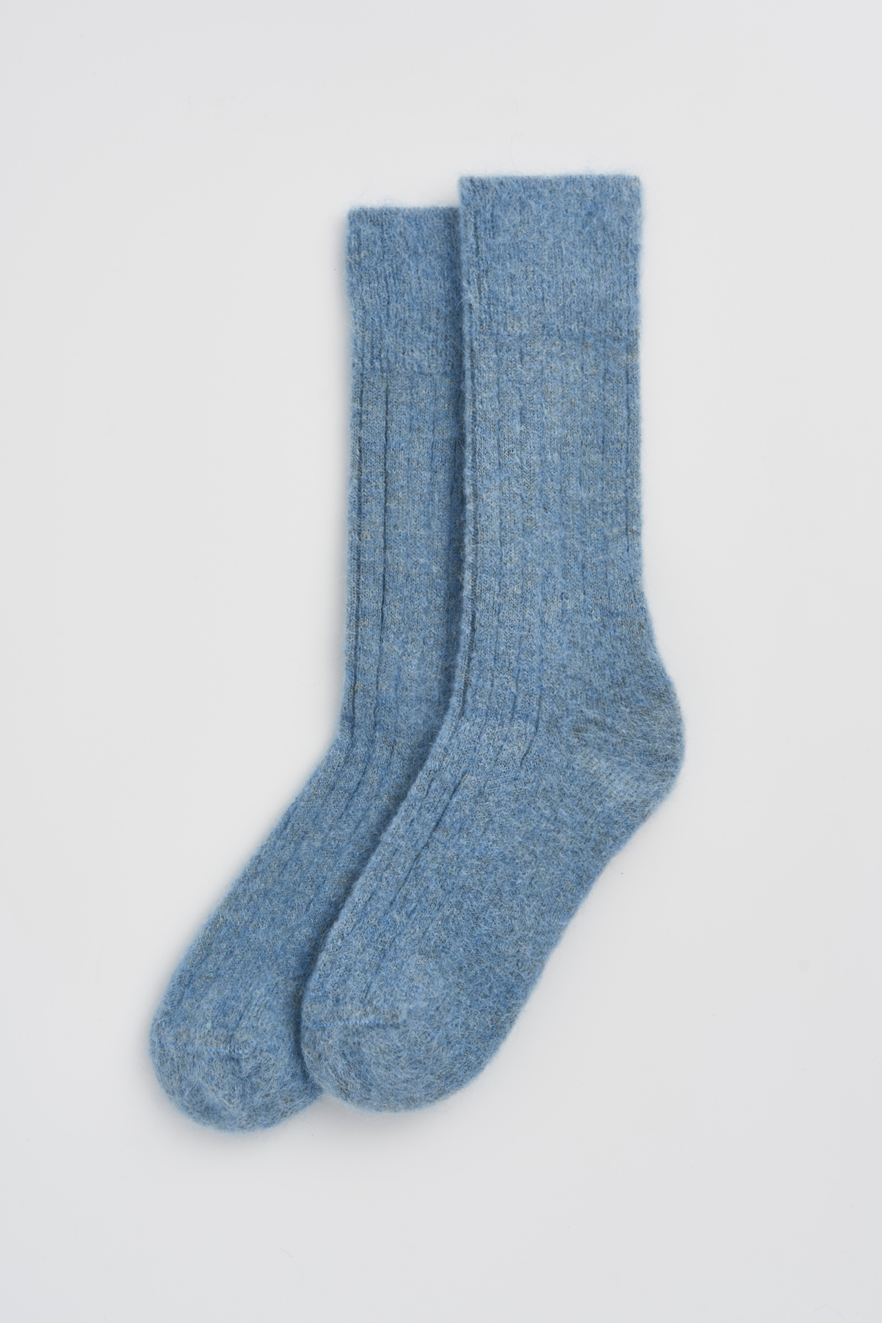 Lido Blue Ultra Soft Alpaca Ribbed Bed Socks: Medium (UK 8-10)